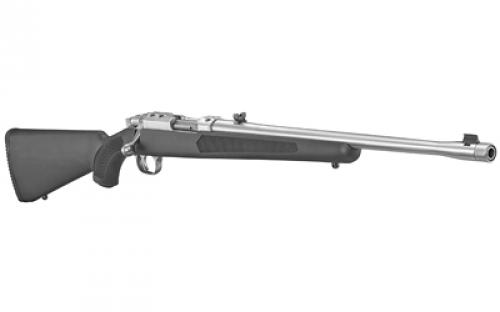 Ruger 77/44, Bolt Action Rifle, 44 Magnum, 18.5" Threaded Barrel, 11/16X24 Threads, Stainless Finish, Synthetic Stock, Adjustable Rear Sight, Bead Front Sight, 4Rd 07417