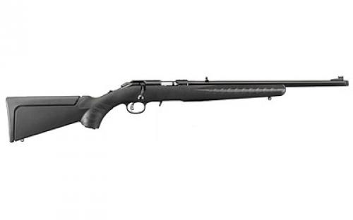 Ruger American Rimfire Compact, Bolt-Action Rifle, 22 LR, 18 Threaded Barrel, 1/2 x 28 Thread Pitch, Satin Blued Finish, Alloy Steel, Black Composite Stock, Adjustable Rear & Fiber Optic Front Sight, 10Rd 08306