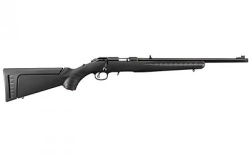 Ruger American Rimfire Standard, Bolt-Action Rifle, 17 HMR, 18 Threaded Barrel, 1/2 x 28 Thread Pitch, Satin Blued Finish, Alloy Steel, Black Composite Stock, Adjustable Rear & Fiber Optic Front Sight, 9Rd 08312