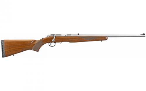 Ruger American, TALO, Bolt Action Rifle, 17 HMR, 22 Barrel, Silver, 9Rd, Satin Finish, Walnut Stock 08365