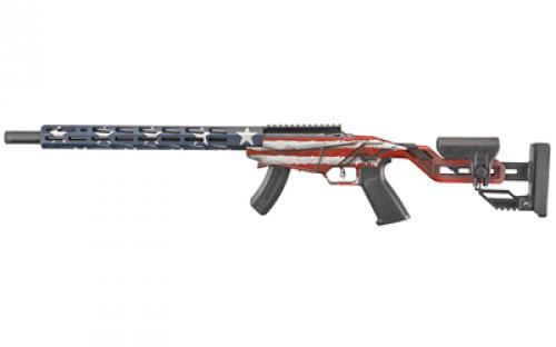 Ruger Precision Rifle, Bolt Action Rifle, 22 LR, 18 Cold Hammer Forged Barrel, 1:16 Twist, American Flag Cerakote Finish, Adjustable Stock, Right Hand, 1 Mag, 15Rd, MLOK Handguard, Weighs 6.8lb 08422