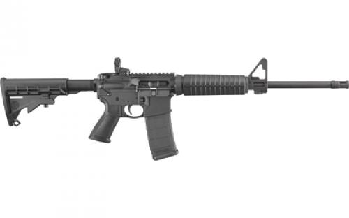 Ruger AR-556, Semi-automatic Rifle, 223 Rem/5.56NATO, 16.1 Threaded Barrel, 1/2 x 28 Thread Pitch, Black Anodized Finish, Black Collapsible Stock, Adjustable Flip-Up Rear Sight, Adjustable Post Front Sight, 30 Rounds, One Magazine, BLEM (Dent on Upper Receiver Near Ejection Port) 08500