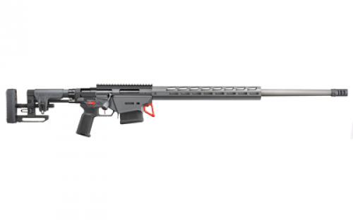 Ruger Precision, Bolt-Action Rifle, 6.5 Creedmoor, 26 Cold Hammer-Forged Custom Heavy Contour Barrel, Threaded 5/8-24, APA Muzzle Brake, Type 3 Hardcoat Anodized / Cerakote Finish, Gray, TriggerTech Trigger, Ruger Precision Rifle Short-Action M-LOK Handguard With Integrated ARCA style 1.50 Dovetail, Precision MSR Folding Stock, Magpul MOE K2+ Grip, 10 Rounds, 2 Magpul PMAG Magaz