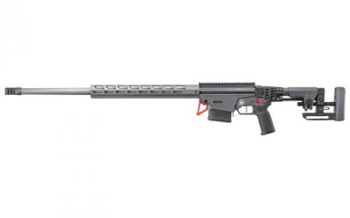 Ruger Precision, Bolt-Action Rifle, 6.5 Creedmoor, 26" Cold Hammer-Forged Custom Heavy Contour Barrel, Threaded 5/8-24, APA Muzzle Brake, Type 3 Hardcoat Anodized / Cerakote Finish, Gray, TriggerTech Trigger, Ruger Precision Rifle Short-Action M-LOK Handguard With Integrated ARCA style 1.50" Dovetail, Precision MSR Folding Stock, Magpul MOE K2+ Grip, 10 Rounds, 2 Magpul PMAG Magaz