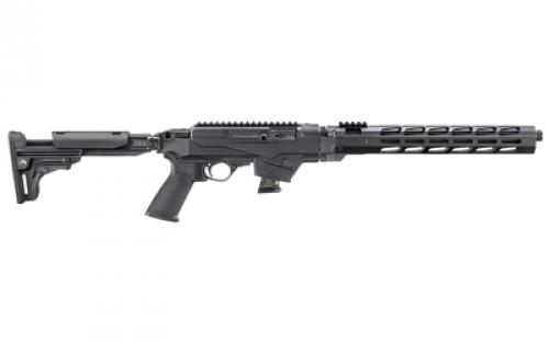 Ruger PC Carbine, Semi-automatic Rifle, 9MM, 16.12" Cold Hammer Forged Fluted Barrel, Threaded 1/2X28, Anodized Finish, Black, Folding Adjustable Stock, M-LOK Handguard, 10 Rounds, 1 Ruger SR Series Magazine, Includes Additional Glock Magazine Well 19141