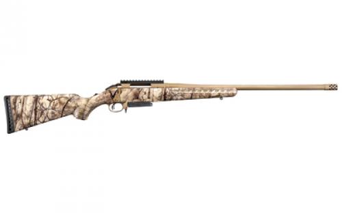 Ruger American Bolt-Action, 7MM08, 22 Threaded Barrel w/Muzzle Brake, Cerakote Bronze Finish, Go Wild Camo Synthetic Stock, Scope Base, 3Rd, BLEM (Damaged Box) 26923