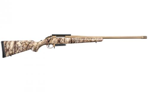 Ruger American Bolt-Action Rifle, 243 Winchester, 22 Threaded Barrel w/Muzzle Brake, Cerakote Bronze Finish, Go Wild Camo Synthetic Stock, Scope Base, 3Rd 26924