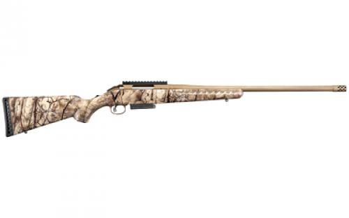 Ruger American Bolt-Action Rifle, 450 BUSHMASTER, 22 Threaded Barrel w/Muzzle Brake, Cerakote Bronze Finish, Go Wild Camo Synthetic Stock, Scope Base, 3Rd 26928