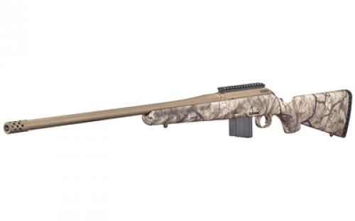 Ruger American, Bolt Action Rifle, 350 Legend, 22" Cold Hammer Forged Barrel, 1/2X28 Threads, 1:16 Twist, Bronze Cerakote Finish, Go Wild Camo Synthetic Stock, Right Hand, 1 Mag, 5Rd, Weighs 6.8lbs 26986