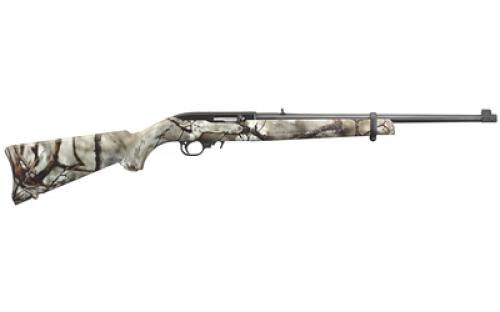 Ruger 10/22 Carbine, Semi-Automatic Rifle, 22 LR, 18.5" Threaded Barrel, Satin Black Finish, Alloy Steel, Go Wild Camo Rock Star Synthetic Stock, Adjustable Rear and Gold Bead Front Sight, 10Rd, Includes 40" Soft carry case 31113