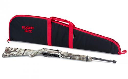 Ruger 10/22 Carbine, Semi-Automatic Rifle, 22 LR, 18.5" Threaded Barrel, Satin Black Finish, Alloy Steel, Go Wild Camo Rock Star Synthetic Stock, Adjustable Rear and Gold Bead Front Sight, 10Rd, Includes 40" Soft carry case 31113