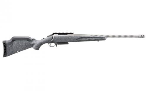 Ruger American Generataion II, Bolt Action Rifle, 6.5 Creedmoor, 20 Spiral Fluted Barrel, 1:8 Twist, Threaded 5/8x24, Muzzle Brake, Cerakote Finish, Gunmetal, Gray Splatter Synthetic Stock, Manual Safety, Picatinny Rail, 3 Rounds, 1 Magazine 46901