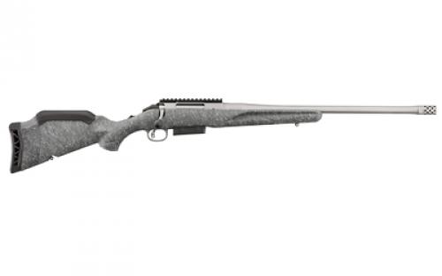 Ruger American Generataion II, Bolt Action Rifle, 450 Bushmaster, 20 Barrel, 1:16 Twist, Threaded 11/16x24, Muzzle Brake, Cerakote Finish, Gunmetal, Gray Splatter Synthetic Stock, Manual Safety, Picatinny Rail, 3 Rounds, 1 Magazine 46905