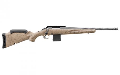 Ruger American Rifle Ranch, Generataion II, Bolt Action Rifle, 556NATO, 16.1 Spiral Fluted Barrel, 1:8 Twist, Threaded 1/2x28, Muzzle Brake, Cerakote Finish, Cobalt, Flat Dark Earth Splatter Synthetic Stock, Manual Safety, Picatinny Rail, 10 Rounds, 1 Magazine 46919