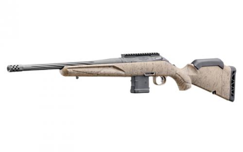 Ruger American Rifle Ranch, Generataion II, Bolt Action Rifle, 556NATO, 16.1" Spiral Fluted Barrel, 1:8 Twist, Threaded 1/2x28, Muzzle Brake, Cerakote Finish, Cobalt, Flat Dark Earth Splatter Synthetic Stock, Manual Safety, Picatinny Rail, 10 Rounds, 1 Magazine 46919