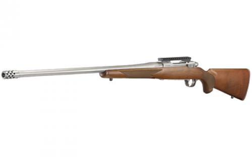 Ruger Hawkeye Hunter, Bolt Action Rifle, 300 Winchester Magnum, 24" Free Float Cold Hammer Forged Barrel, 5/8X24 Threads, Satin Stainless Finish, Walnut Stock, Right Hand, LC6 Trigger Installed, 3Rd, Weighs 8.1lbs 57109