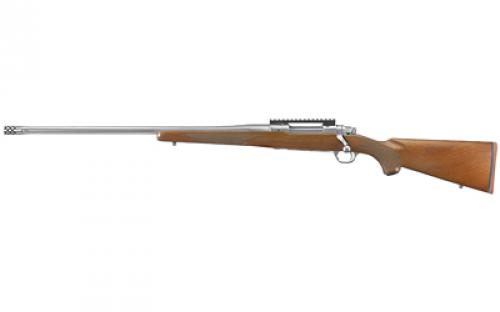 Ruger Hawkeye Hunter, Bolt Action Rifle, 300 Winchester Magnum, 24 Free Floated Cold Hammer Forged Barrel, 5/8X24 Threads, Satin Stainless Finish, Walnut Stock, Left Hand, LC6 Trigger, 3Rd 57121