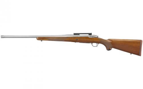 Ruger Hawkeye Hunter, Bolt Action Rifle, 7MM Remington Magnum, 24 Free Floated Cold Hammer Forged Barrel, 5/8X24 Threads, Satin Stainless Finish, Walnut Stock, Right Hand, LC6 Trigger, 3Rd 57124