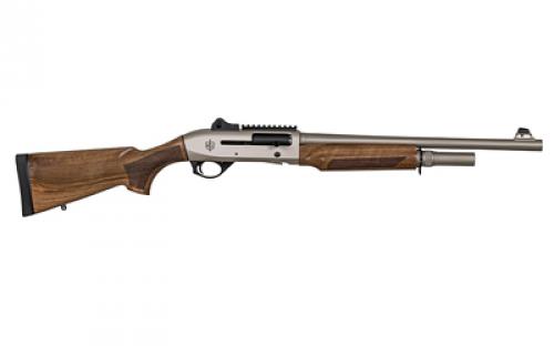 Military Arms Corporation MAC 2 Tactical Marine Wood, Semi-automatic Shotgun, 12 Gauge, 3" Chamber, 18.5" Barrel, Turkish Walnut Wood Stock and Forearm, Electroless Nickel Marine Finish, Ghost Ring Rear and Blade Front Sights, 5 Rounds, Includes Benelli/Mobil Pattern Chokes 1/3/5 21000159