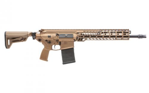 Sig Sauer MCX Spear, Semi-automatic AR, 762NATO, 16" Threaded Barrel, SLX/SLH QD Flash Hider, Anodized Finish, Coyote, M-LOK Handguard, Ambidextrous Bolt Catch/Release, Rear and Side Charging Handle, 2 Position Adjustable Gas Valve, 6 Position Push-Button Folding/Collapsing Stock, 20 Rounds, 1 Magazine RSPEAR-762-16B