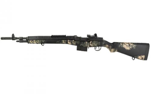 Springfield M1A Scout Squad, Semi-automatic Rifle, 308 Winchester, 18 Barrel, Parkarized Finish, Black, Composite Stock, Green and Tan Sponge Camo, Adjustable Sights, 10 Rounds, 1 Magazine AA9117