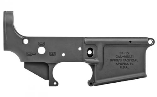 Spike's Tactical STLS045 No Logo II, Stripped Lower, Semi-automatic, 223 Rem/556NATO, Black Finish, Non-Color, No Logo STLS045