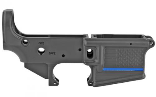 Spike's Tactical STLS145-BL Thin Blue Line, Stripped Lower, Semi-automatic, 223 Rem/556NATO, Black Finish, Color Filled STLS145-BL