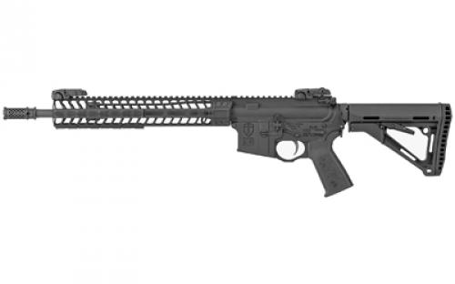 Spike's Tactical Crusader, Semi-Automatic Rifle, 223 Rem/556NATO, 14.5 Barrel (16 OAL with Pinned Brake) Mid-length Gas System, Black Finish, Magpul CTR Stock, 12 M-LOK Rail and Dynacomp 2, Includes Engraved Bible Verse, KNS Pins, Ambi Selector, Ambi Rear Sling Attachment, MBUS Front and Rear Sights, Nickel Boron Coated BCG, Hammer, and Trigger, No Magazine, Ships in Hard Case 