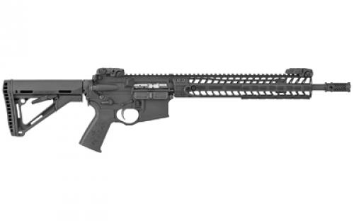 Spike's Tactical Crusader, Semi-Automatic Rifle, 223 Rem/556NATO, 14.5" Barrel (16" OAL with Pinned Brake) Mid-length Gas System, Black Finish, Magpul CTR Stock, 12" M-LOK Rail and Dynacomp 2, Includes Engraved Bible Verse, KNS Pins, Ambi Selector, Ambi Rear Sling Attachment, MBUS Front and Rear Sights, Nickel Boron Coated BCG, Hammer, and Trigger, No Magazine, Ships in Hard Case