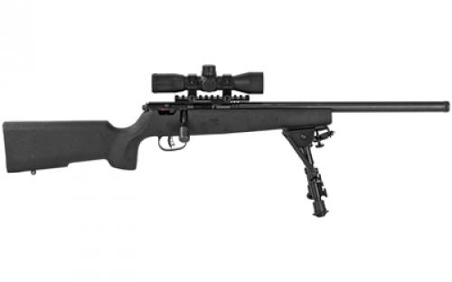 Savage Rascal Target XP, Single Shot, Bolt Action, 22LR, 16.125" Threaded Barrel, Matte Finish, Black, Black Precision Hardwood Stock, AccuTrigger, 4x32mm Scope, Bipod and Sling Swivel Studs, Right Hand 13824