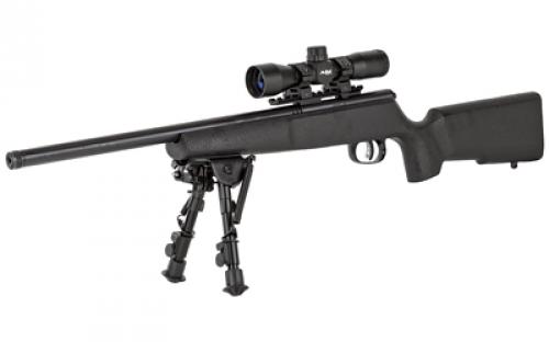 Savage Rascal Target XP, Single Shot, Bolt Action, 22LR, 16.125" Threaded Barrel, Matte Finish, Black, Black Precision Hardwood Stock, AccuTrigger, 4x32mm Scope, Bipod and Sling Swivel Studs, Right Hand 13824