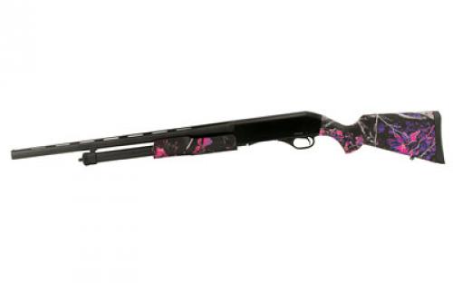 Stevens 320 Compact, Pump Action Shotgun, 20 Gauge, 3 Chamber, 22 Vent Rib Barrel, Matte Finish, Black, Muddy Girl Camo Stock, Right Hand, 5 Rounds 22561