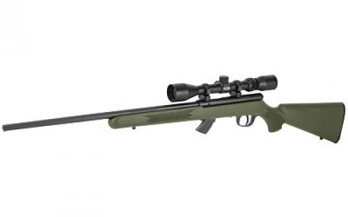 Savage MKII-FXP, Bolt Action Rifle, 22LR, 21" Barrel, Matte Finish, Black, Olive Drab Green Synthetic Stock, AccuTrigger 3-9x40MM Scope, 10 Rounds 26721