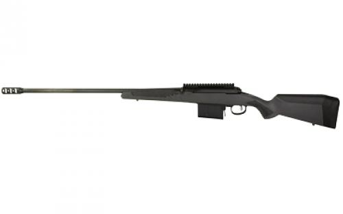 Savage 110 Long Range Hunter, Bolt Action Rile, Long Action, 338 Lapua, 26 Barrel, Muzzle Brake, Matte Finish, Black, Gray Synthetic Stock, 1 Magazine, 5 Rounds, Right Hand 57037