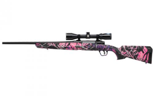 Savage Axis II XP Compact, Muddy Girl Compact, Bolt Action Rifle, Short Action, 243 Winchester, 20 Barrel, Muddy Girl Camo Finish, Synthetic Stock, Right Hand, Bushnell Banner 3-9x40mm scope, 1 Magazine, 4 Rounds 57100