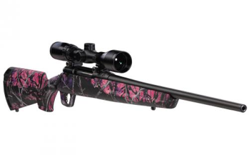 Savage Axis II XP Compact, Muddy Girl Compact, Bolt Action Rifle, Short Action, 243 Winchester, 20" Barrel, Muddy Girl Camo Finish, Synthetic Stock, Right Hand, Bushnell Banner 3-9x40mm scope, 1 Magazine, 4 Rounds 57100