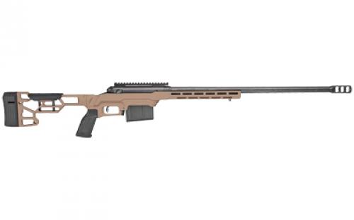 Savage 110 Precision, Bolt Action Rifle, 308 Winchester, 20" Heavy Barrel, Threaded 5/8-24, BA Muzzle Brake, Matte Finish, Black, Flat Dark Earth MDT LSS XL Chassis, AccuTrigger, Includes 1 AICS Magazine and 20 MOA 1 piece EGW Rail, 10 Rounds, Left Hand 57695