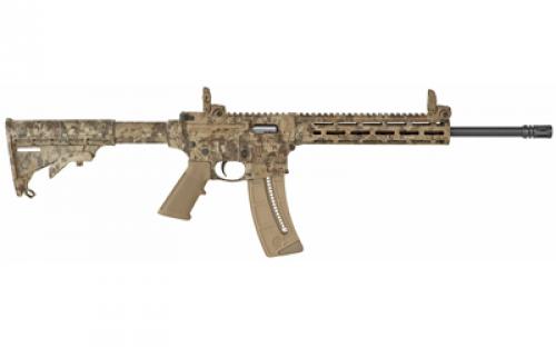 Smith & Wesson M&P15-22, 22LR, 16.5" Barrel, Kryptek Highlander pattern, 6 Position Collapsible Stock, Threaded Barrel, 25Rd, Flip Up Front and Rear Sights 10211