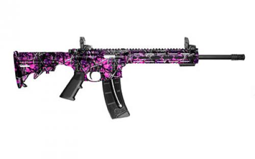 Smith & Wesson M&P15-22, 22LR, 16.5 Barrel, Muddy Girl Finish, 6 Position Collapsible Stock, 10 M&P Slim Handguard with Magpul M-LOK, Threaded Barrel, 25Rd, Flip Up Front and Rear Sights 10212