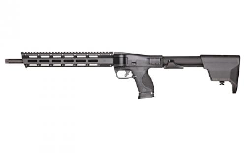 Smith & Wesson M&P FPC, Semi-automatic Folding Carbine, 9MM, 16.25 Threaded Barrel, 1/2x28, MLOK Handguard, Anodized Finish, Black, Flat Faced Trigger, Interchangeable Palmswell Panel, Fixed Stock Stores (2) Magazines, Includes Range Bag, (2) 23 Round, (1) 17 Round Magazines, BLEM (Damaged Case) 12575