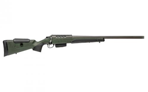 Tikka T3X Super Varmint, Bolt Action Rifle, 223 Remington, 20.875 Heavy Varmint Barrel, Threaded 5/8x24, Cerakote Finish, Tungsten, Fluted Bolt, Picatinny Rail, Roughtech Finish Synthetic Stock, Green with Black Webbing, 5 Rounds, 1 Magazine JRTXRSV312R8