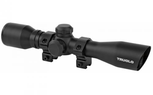 Truglo 4x32 Compact Scope Series, Rimfire Rifle Scope, 4X 32, 1", Duplex Reticle, Waterproof, Fogproof, Nitrogen Gas Filled, Rubber Eye Guard, 4" Eye Relief, Compact/Lightweight, Mounting Rings Included, Matte Finish TG-TG8504BR