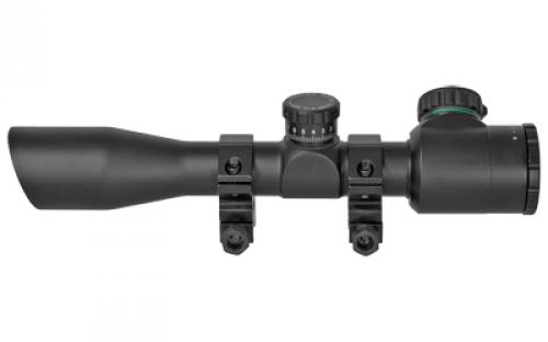 Truglo TRU-BRITE Xtreme Compact Tactical Rifle Scope, 4X32, Fully-Coated Lenses, Illuminated Mil-Dot Reticle, Matte Black, 1-Piece base w/ 1" Rings and CR2032 Battery Included TG-TG8504TL