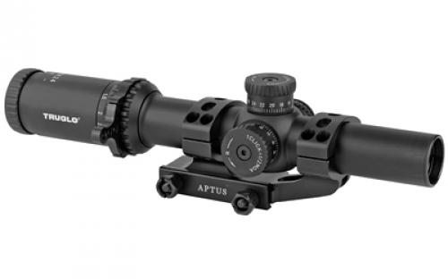 Truglo OMNIA Rifle Scope, 1-6X24mm, 300mm Main Tube, Illuminate A.P.T.R. (All Purpose Tacticle Reticle), APTUS-M1 One Piece Mount, Throw Lever, Black TG-TG8516TLR